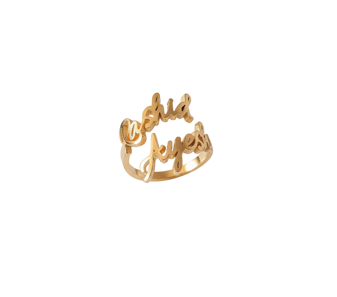 Cursive Adore Custom Couple Name Ring