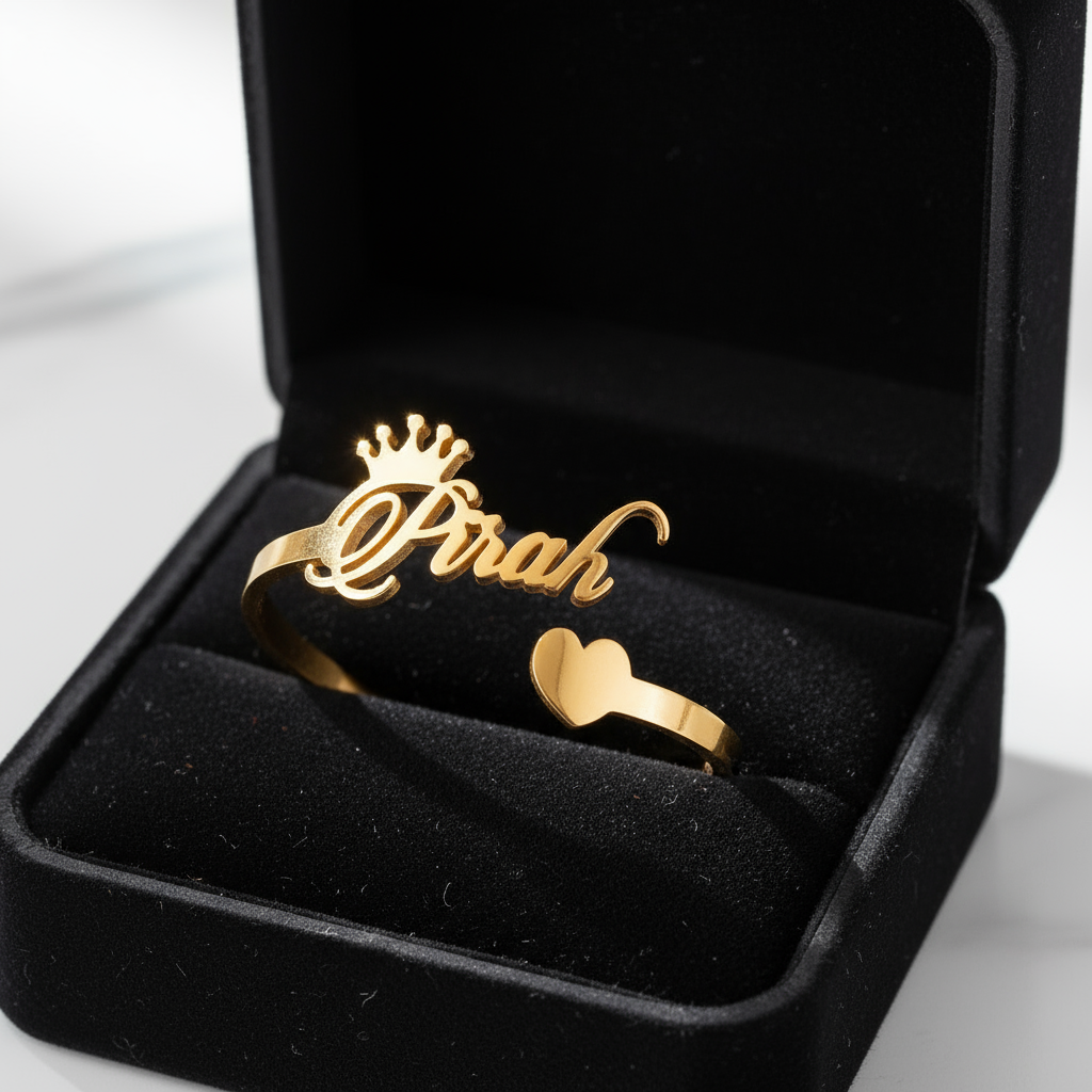 Candle Crown Script Custom Name Bangle