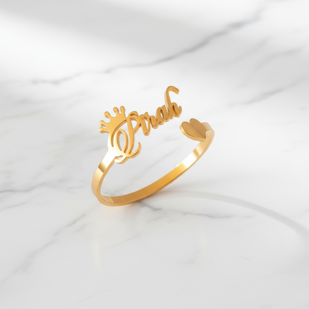 Candle Crown Script Custom Name Bangle