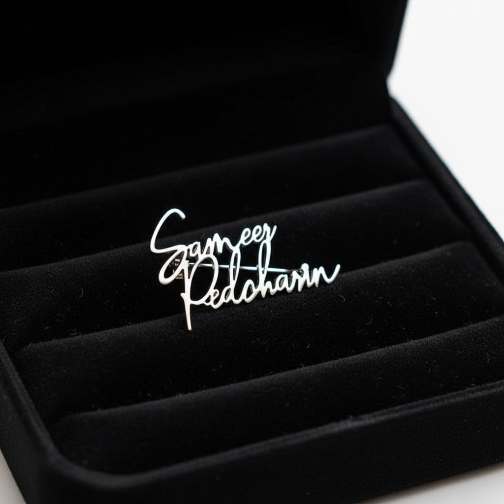 Signature Font Custom Name Lapel Pin