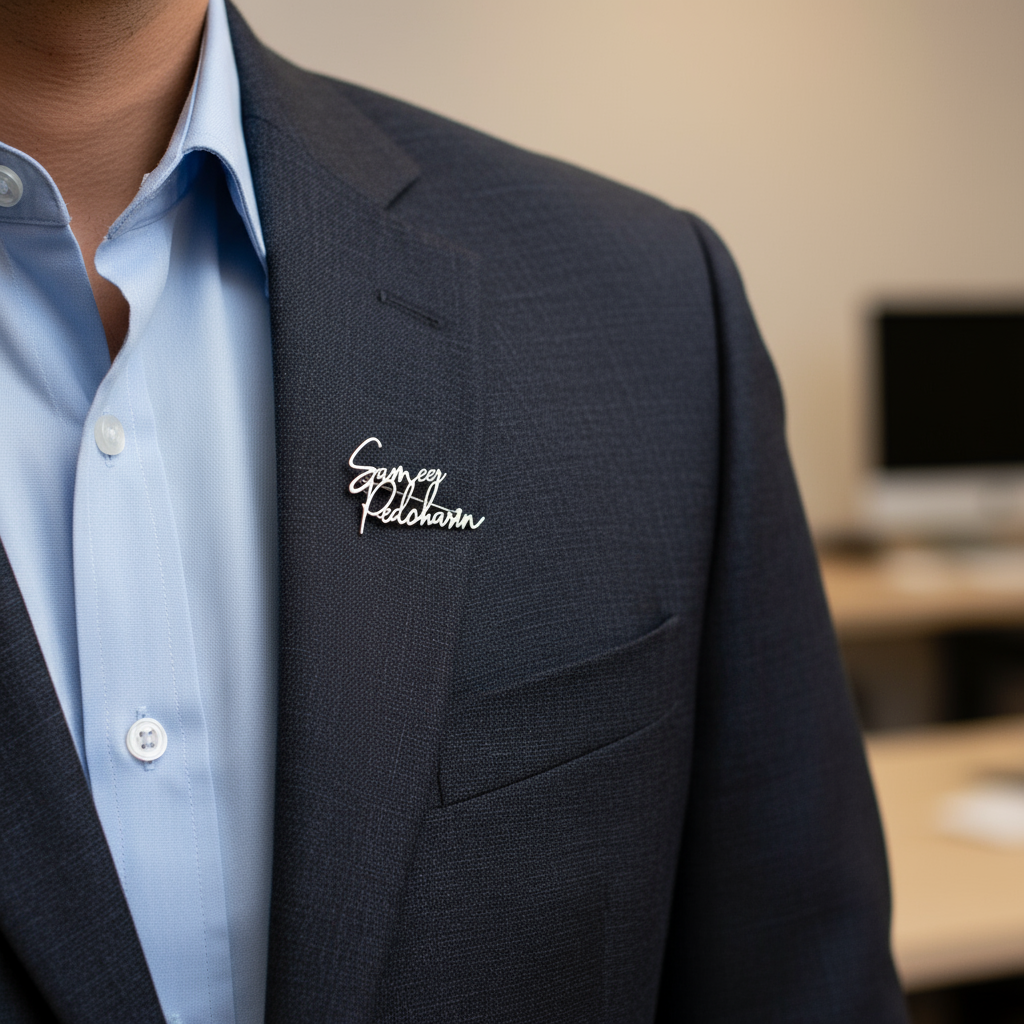 Signature Font Custom Name Lapel Pin