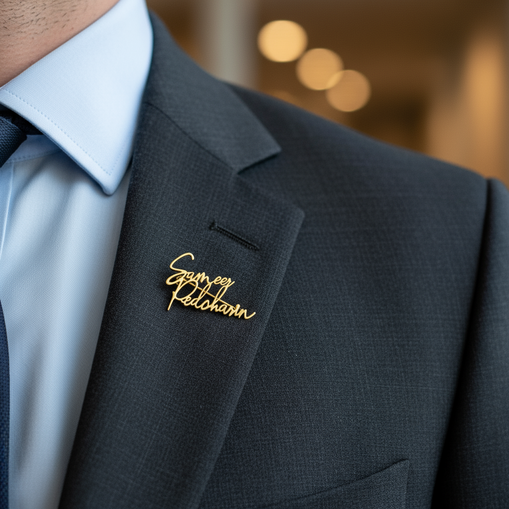 Signature Font Custom Name Lapel Pin