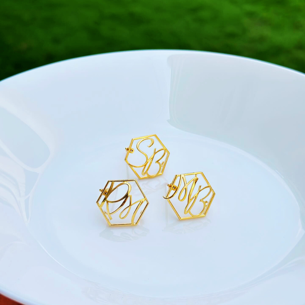 Initial Emblem Custom Name Brooch Pin