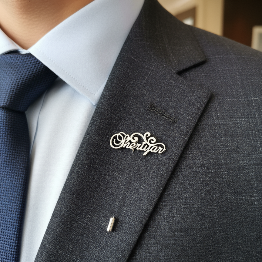 Twirl Motif Custom Name Lapel Pin
