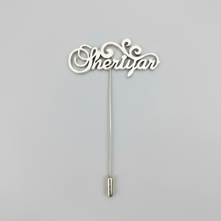 Twirl Motif Custom Name Lapel Pin