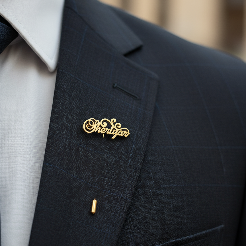 Twirl Motif Custom Name Lapel Pin