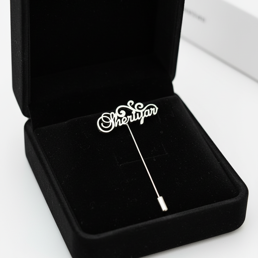 Twirl Motif Custom Name Lapel Pin