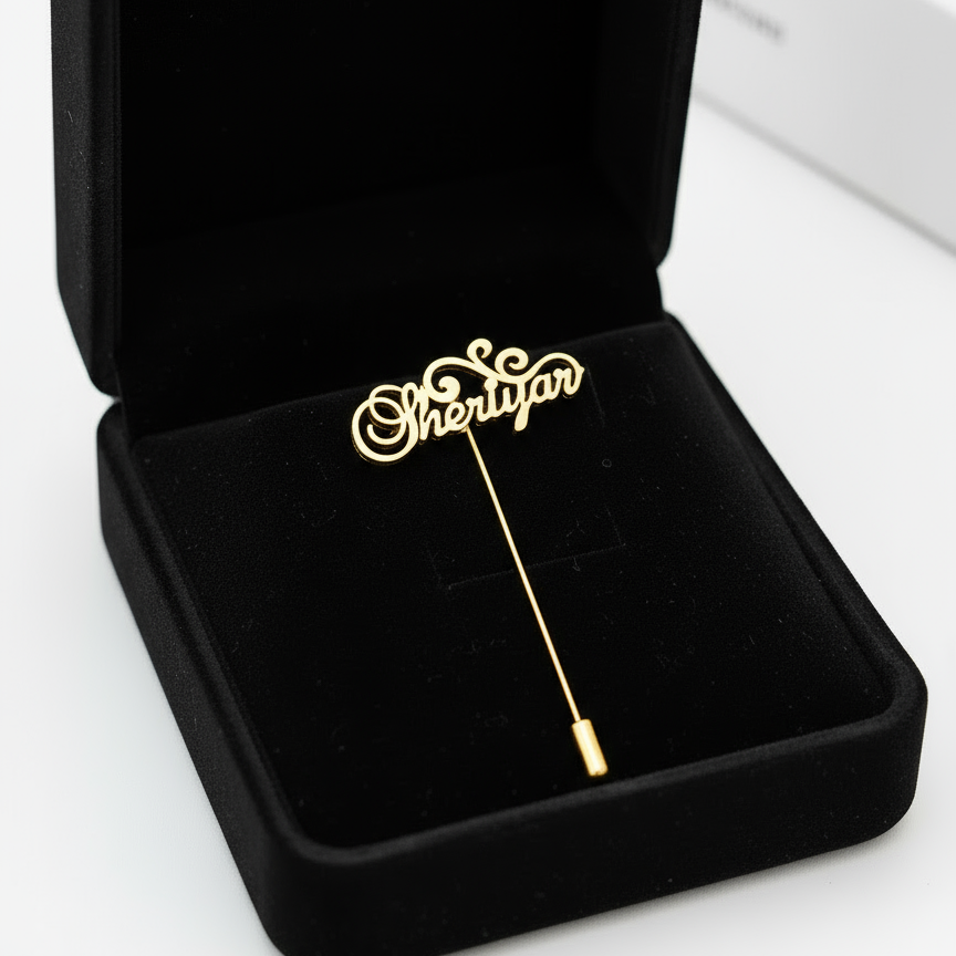 Twirl Motif Custom Name Lapel Pin