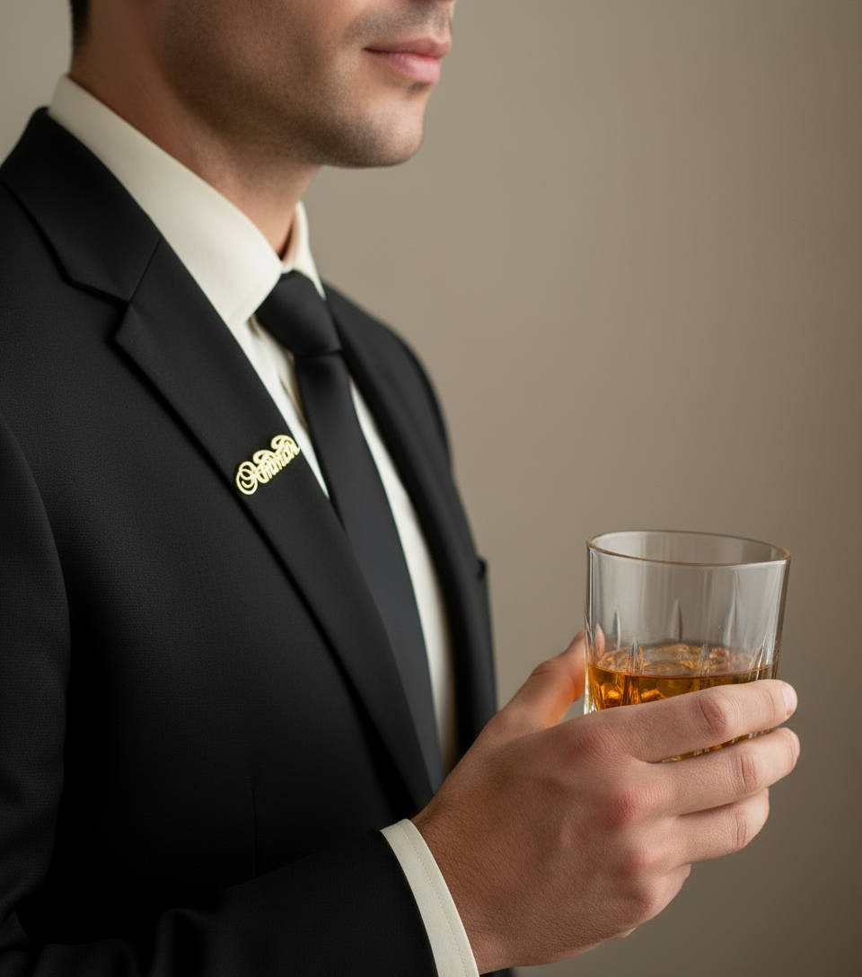 Script Motif Custom Name Lapel Pin