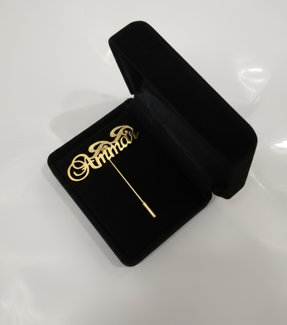 Script Motif Custom Name Lapel Pin