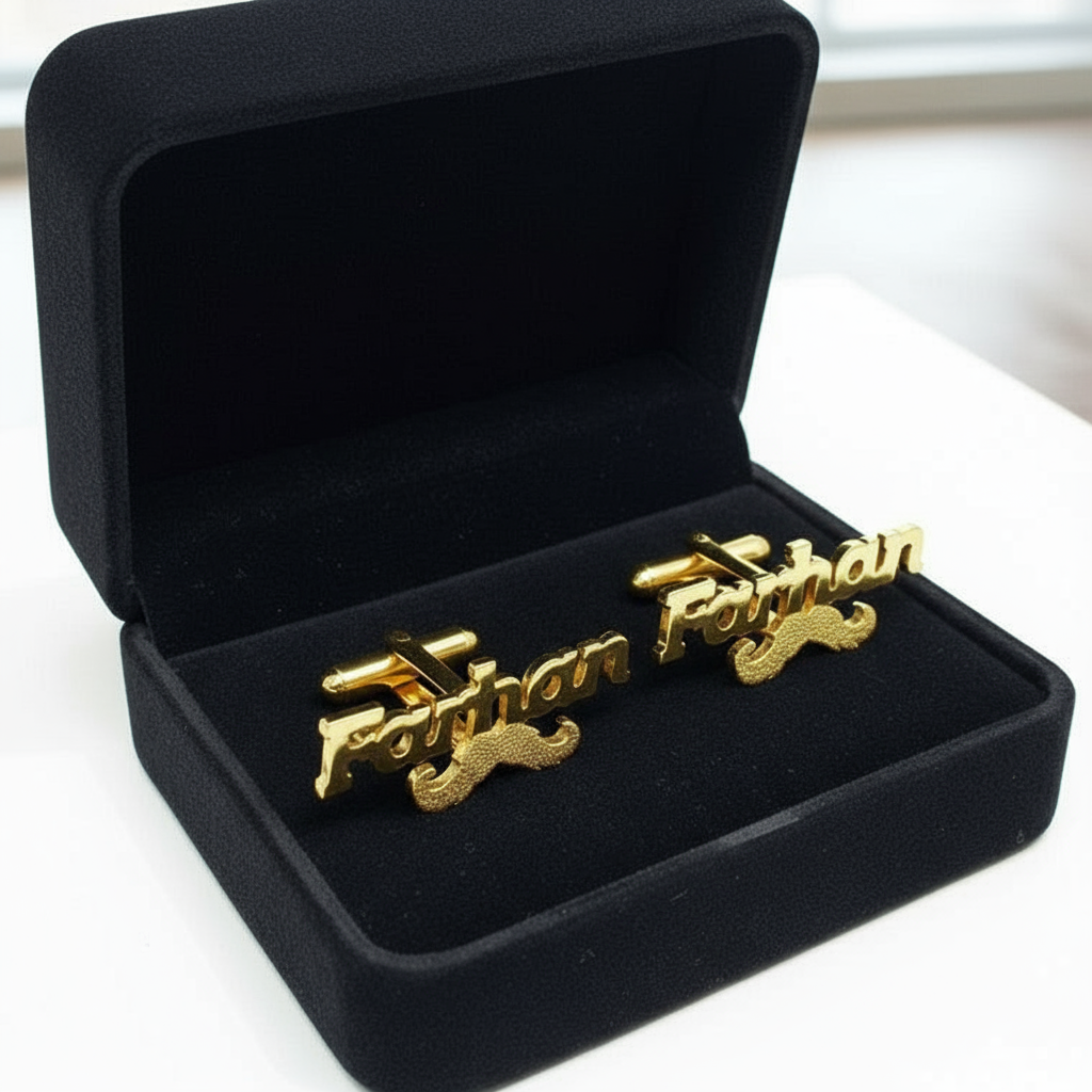 Bold Font Mustache Custom Name Cufflinks
