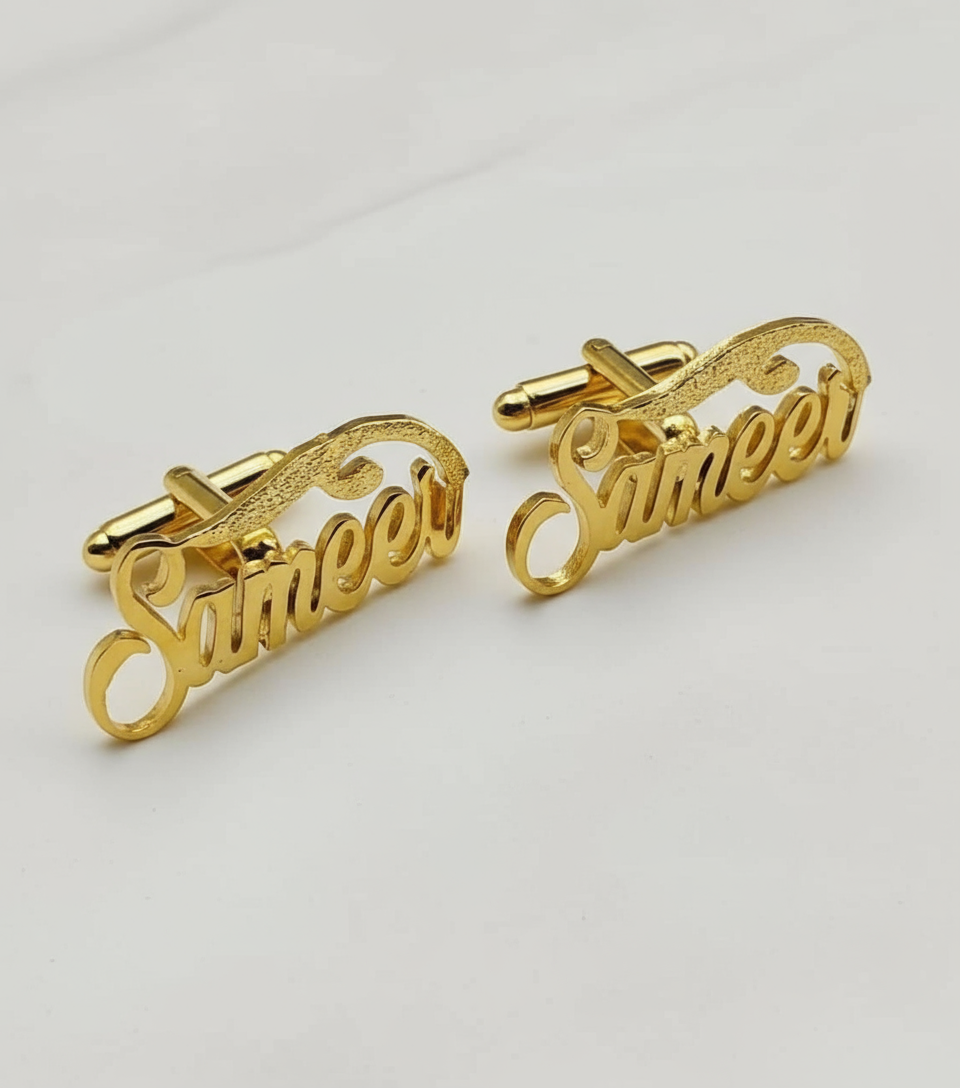 Glitter Swish Cursive Name Cufflinks