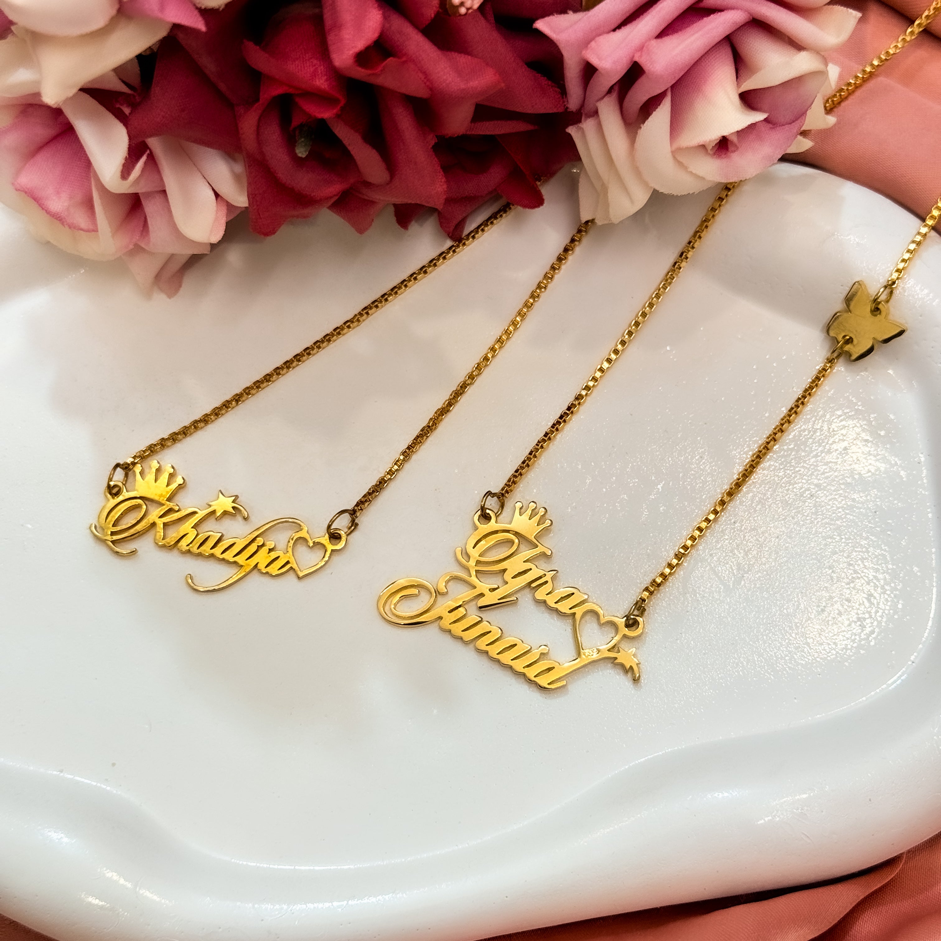 Candle Heart Custom Name Necklace