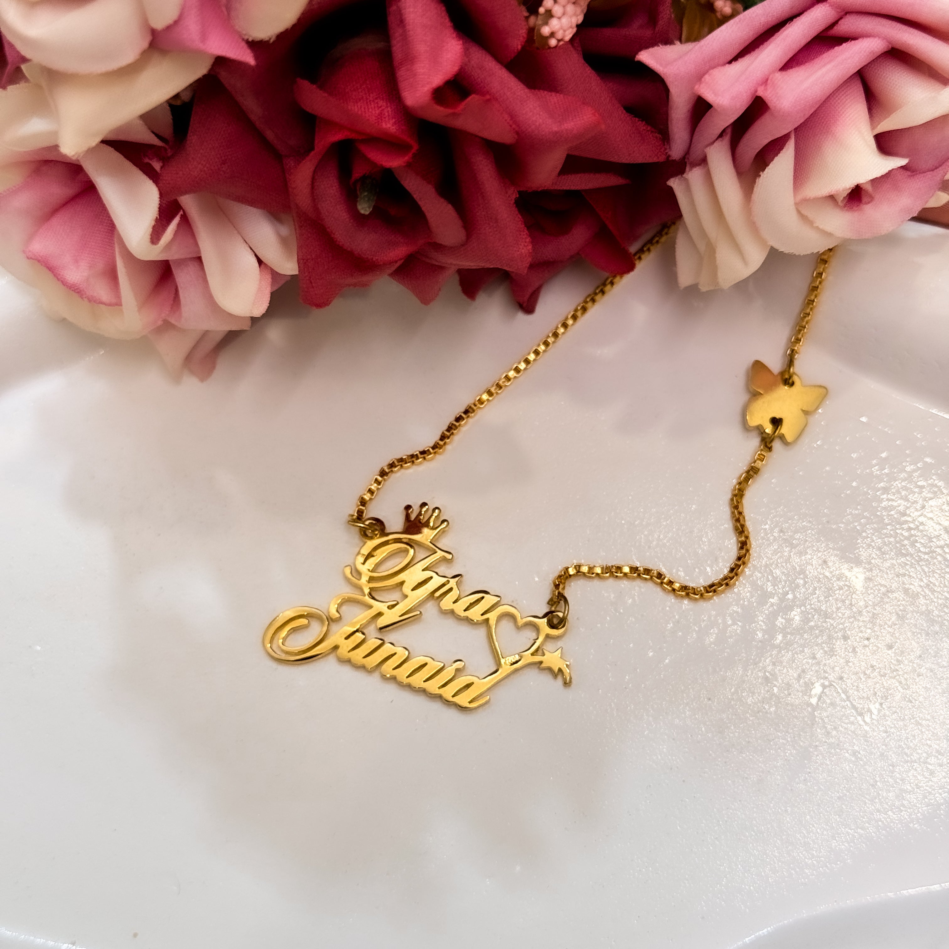 Candle Heart Custom Name Necklace