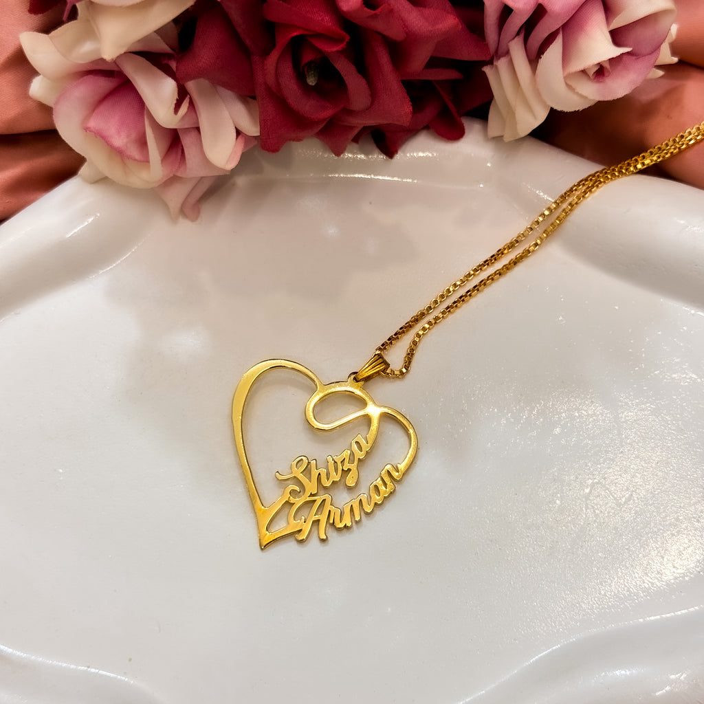 Couple Heart Custom Name Necklace