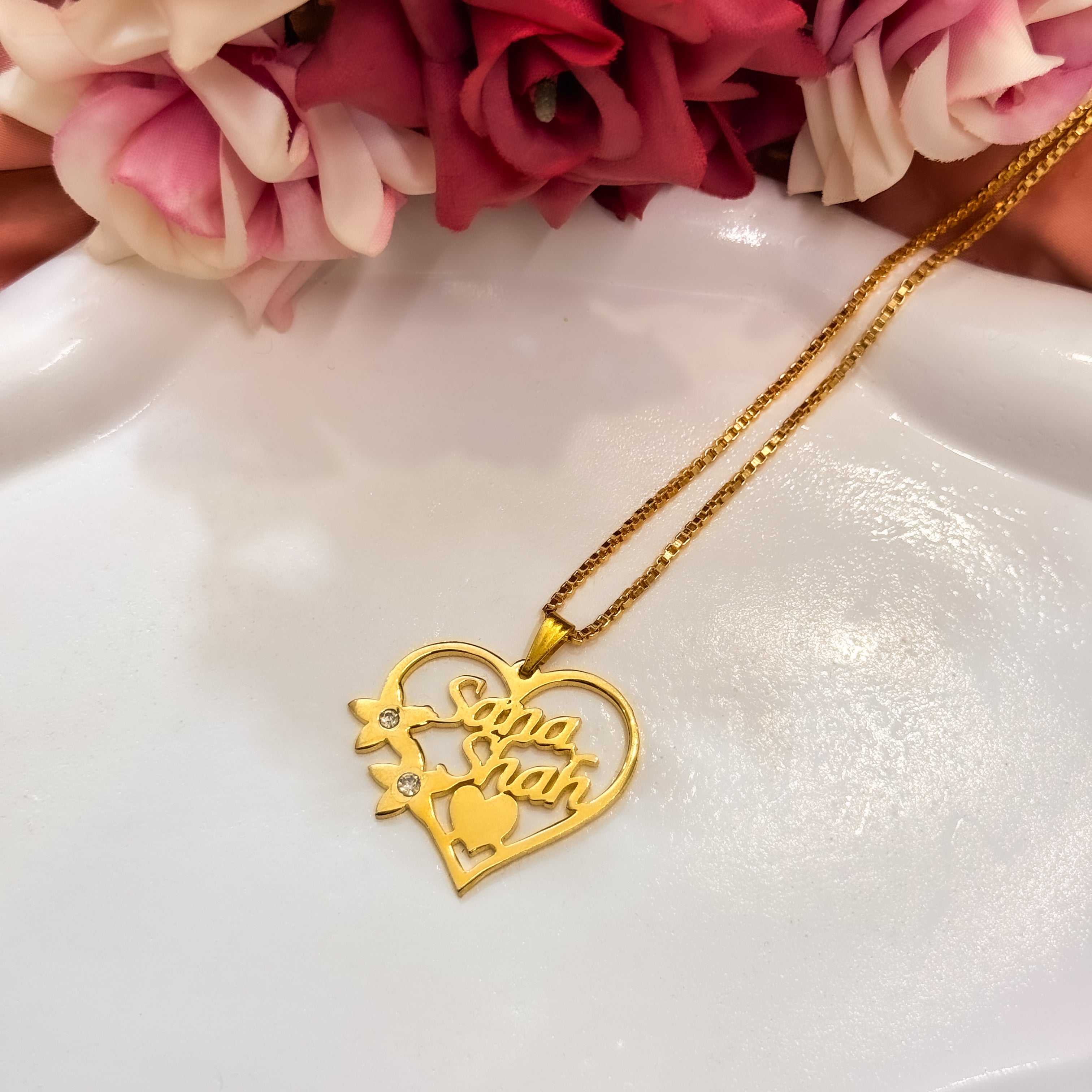 Diamond Heart Custom Name Necklace