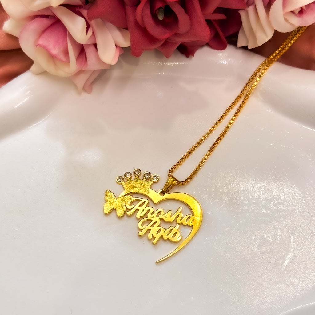 Monotype Heart Custom Name Necklace