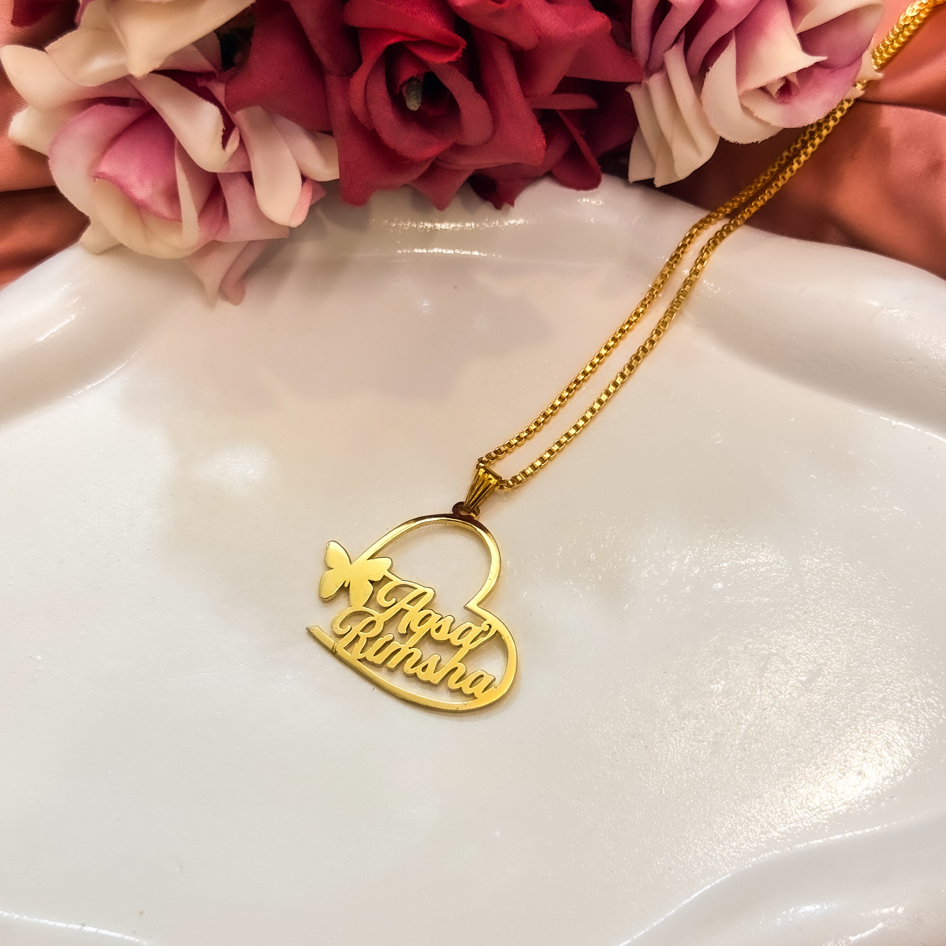 Wire Heart Custom Name Necklace