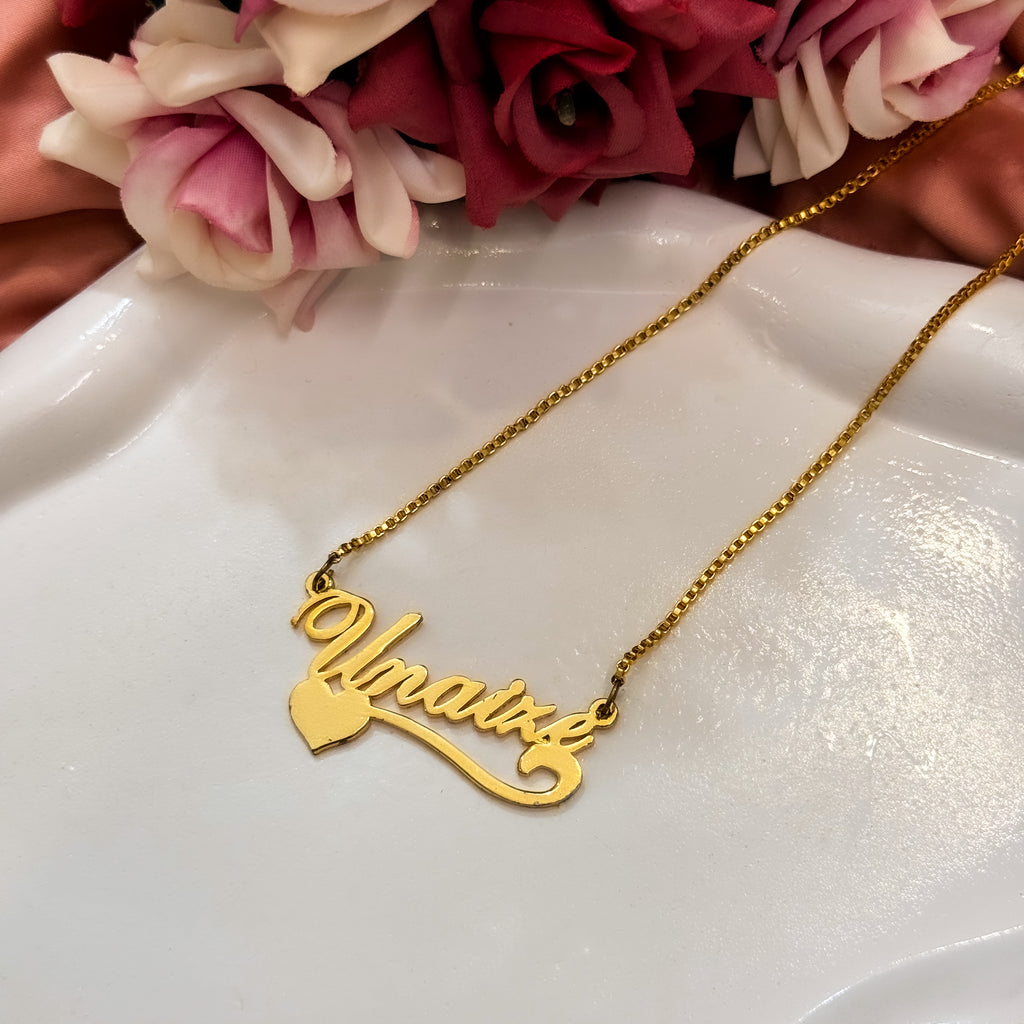 Heart Curve Motif Custom Name Necklace