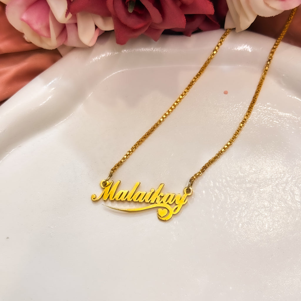 Twirl Heart Motif Custom Name Necklace