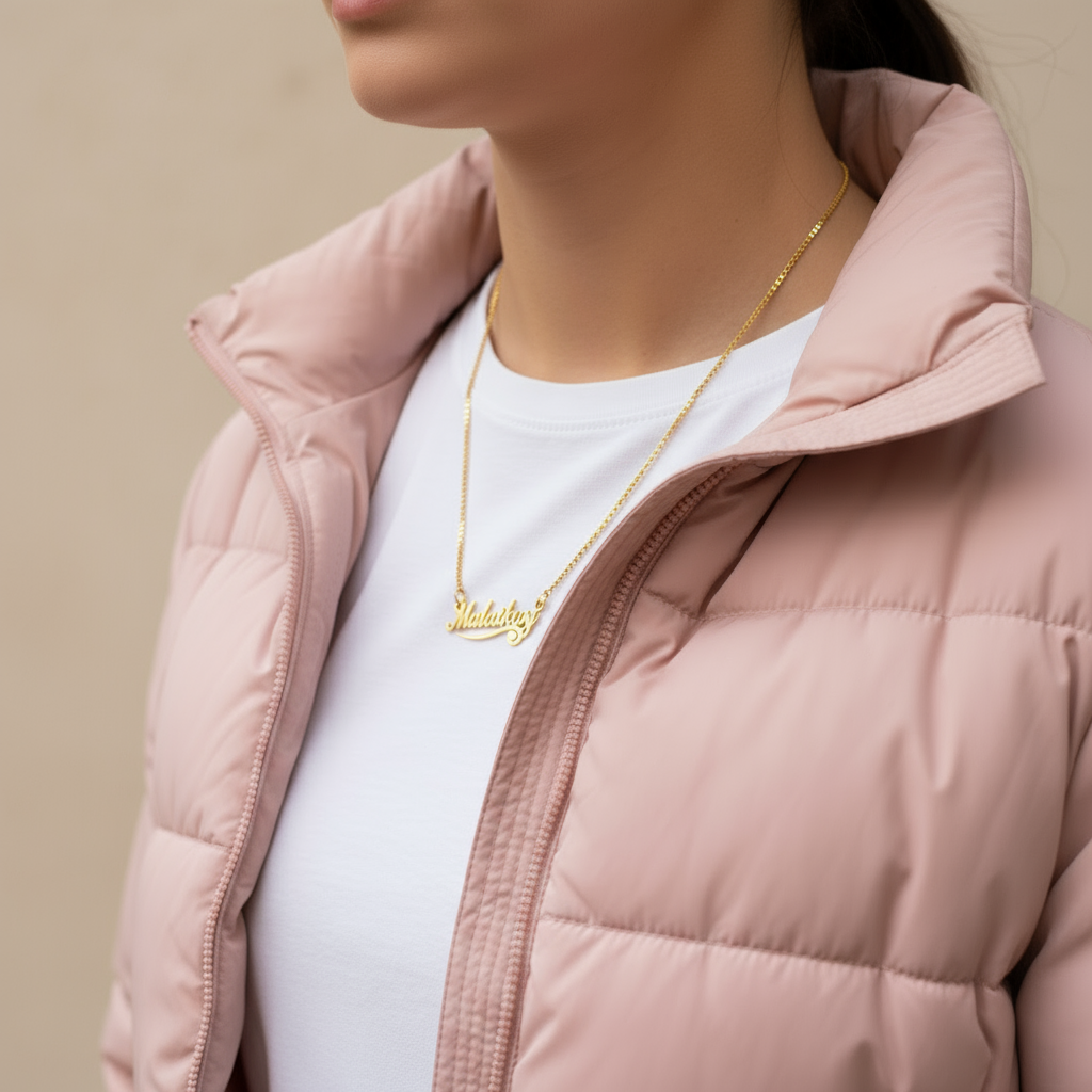 Twirl Heart Motif Custom Name Necklace