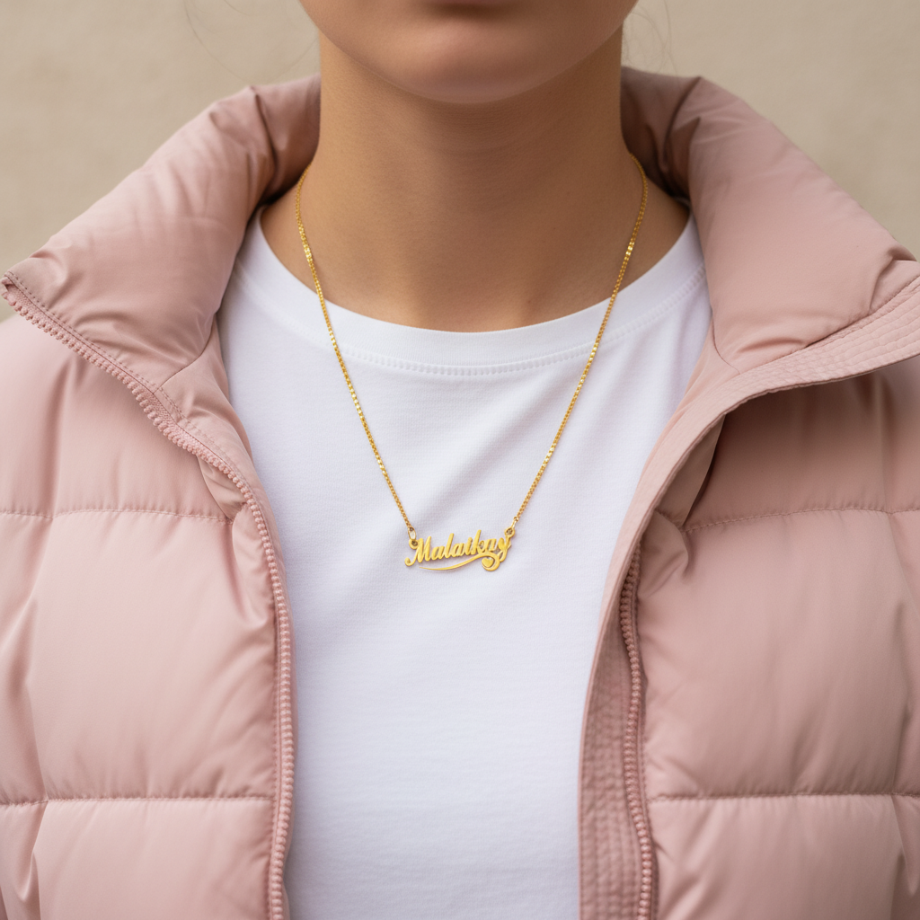 Twirl Heart Motif Custom Name Necklace