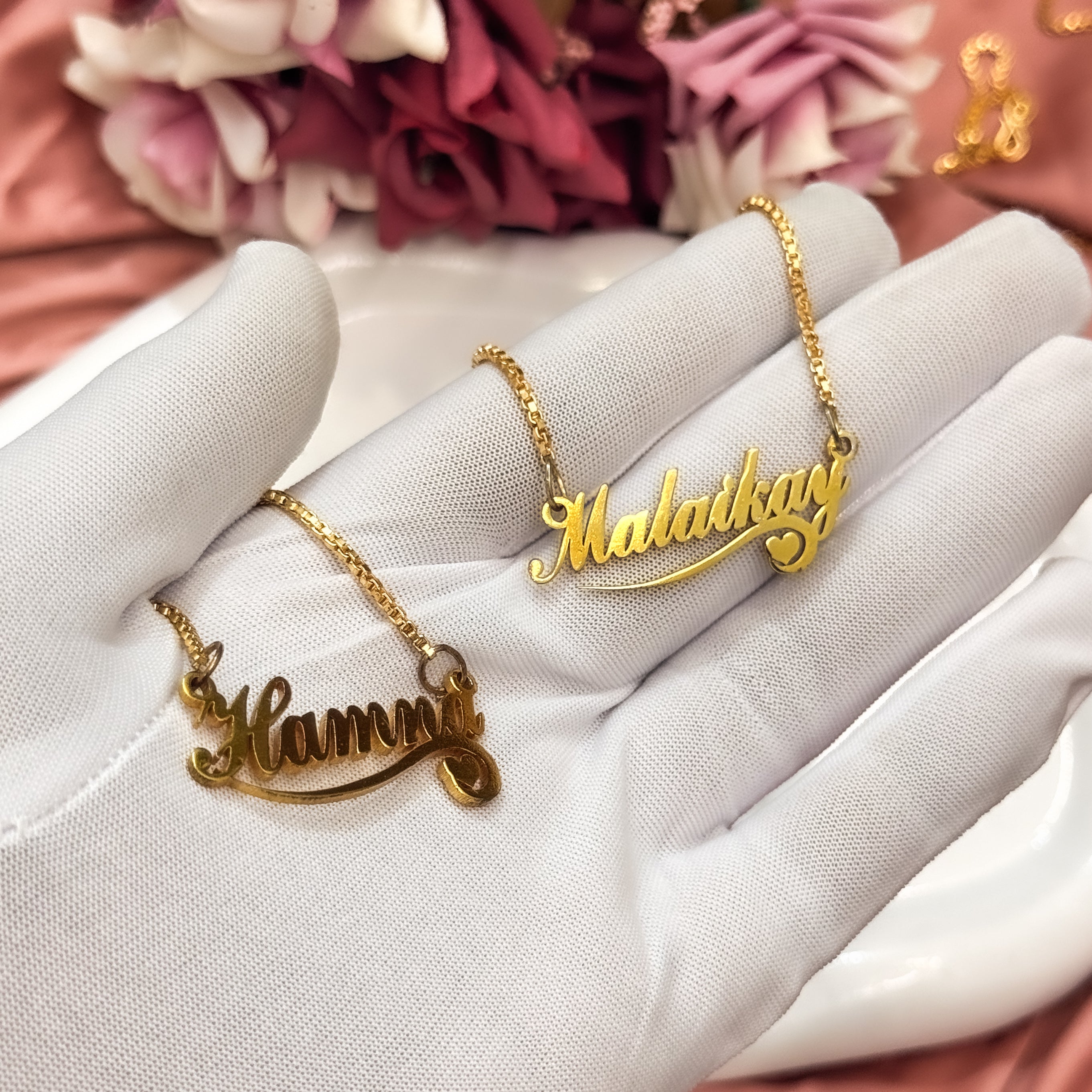 Twirl Heart Motif Custom Name Necklace