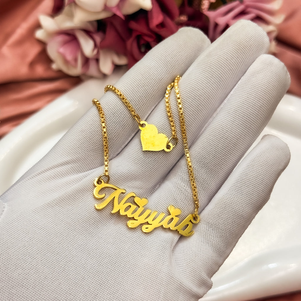 Double Heart Chain Custom Name Necklace