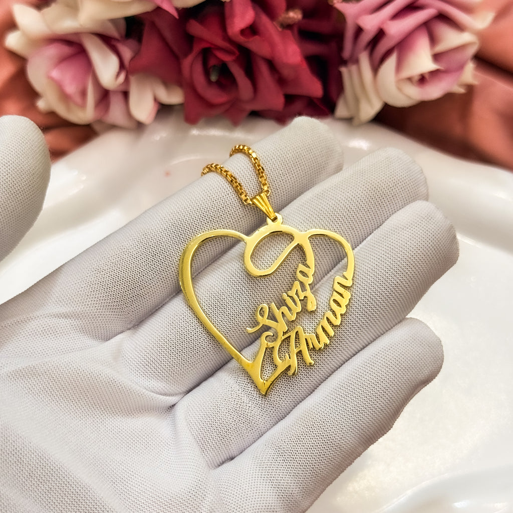 Couple Heart Custom Name Necklace