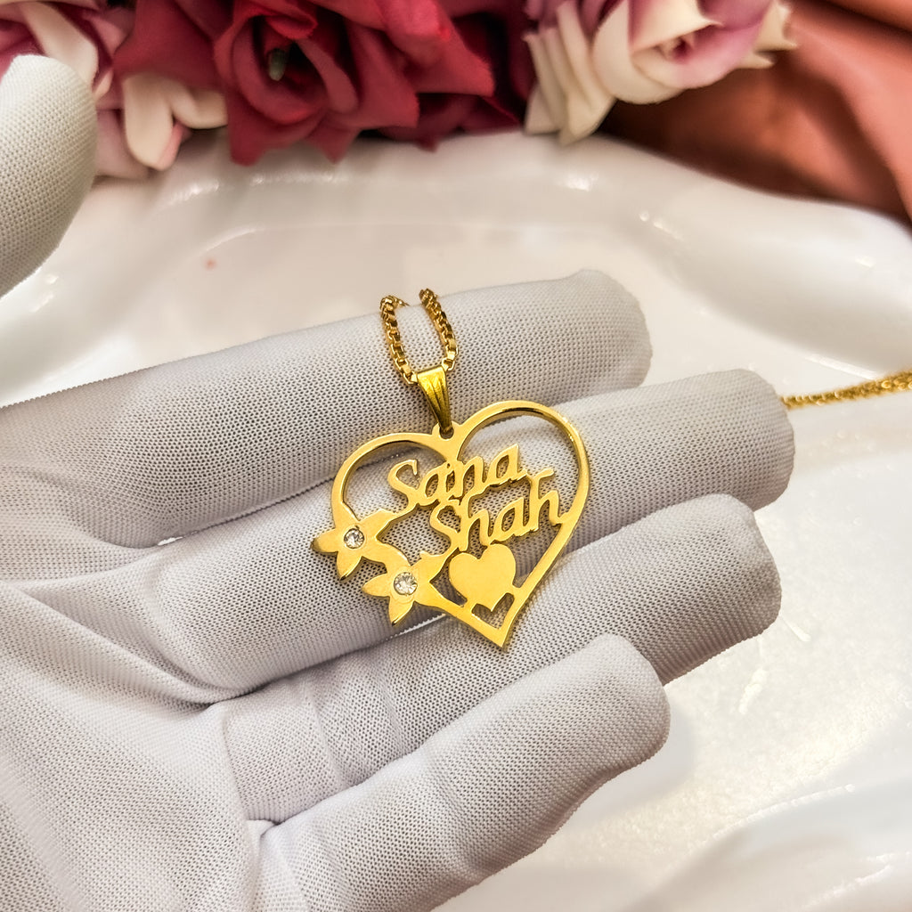 Diamond Heart Custom Name Necklace
