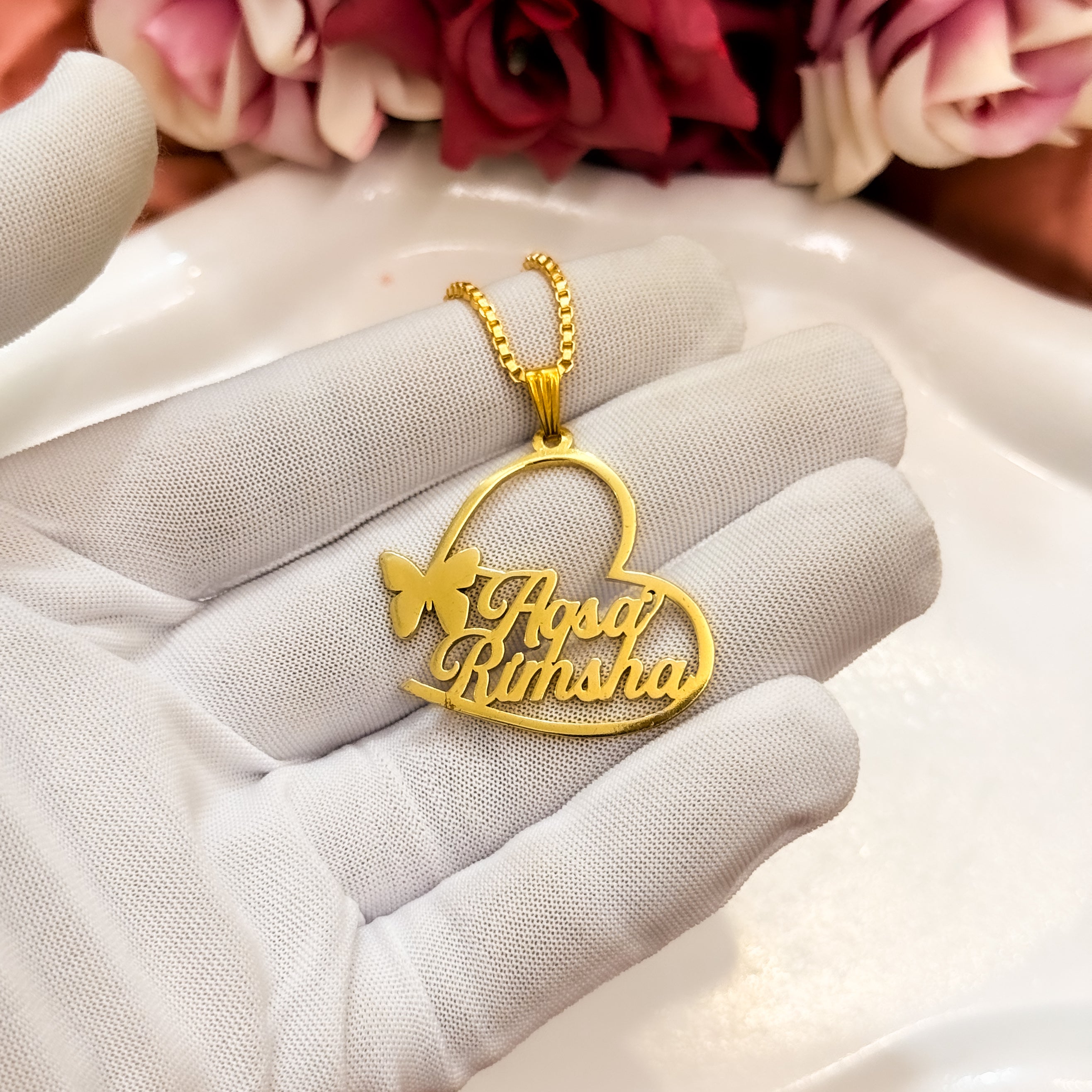 Wire Heart Custom Name Necklace