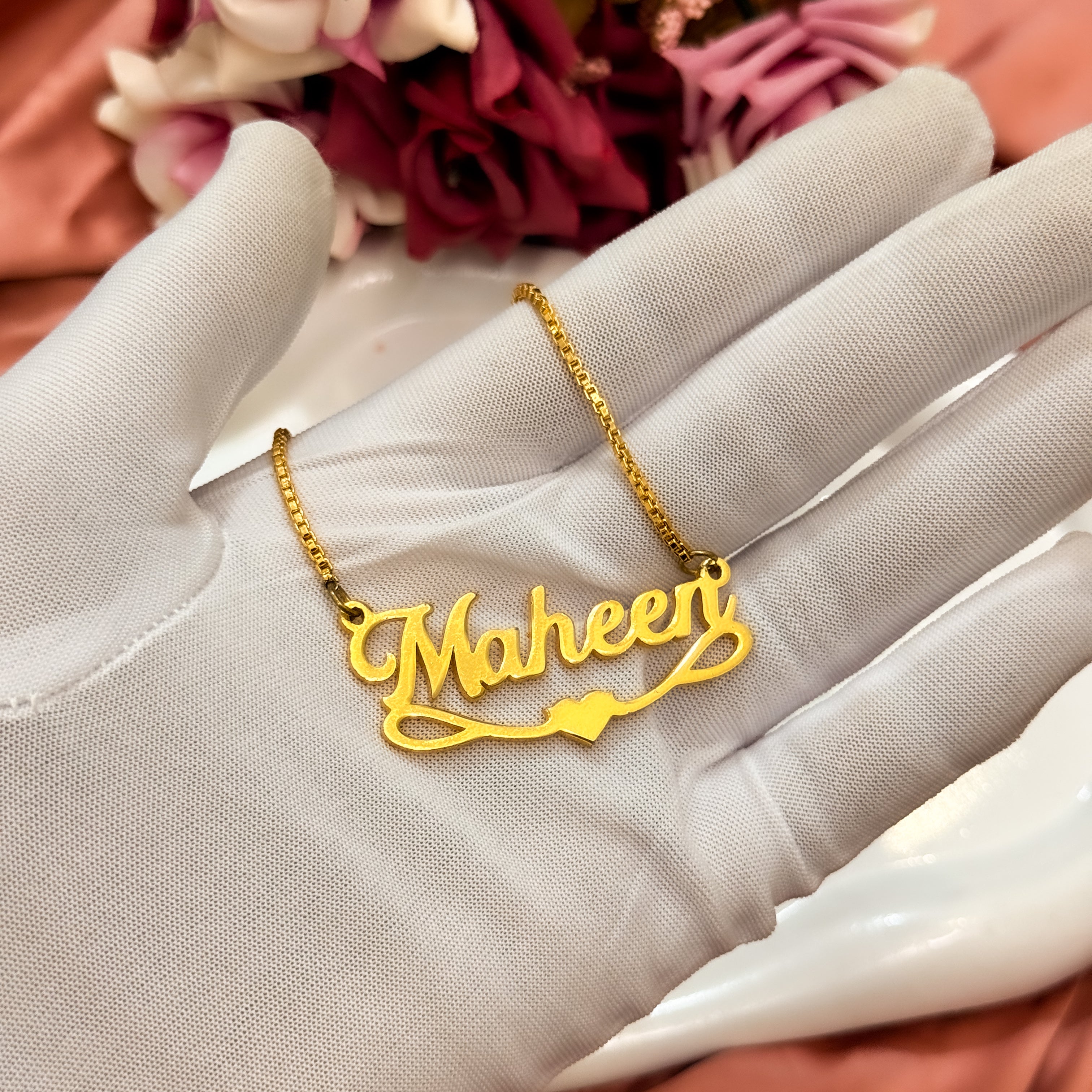 Heart Motif Custom Name Necklace