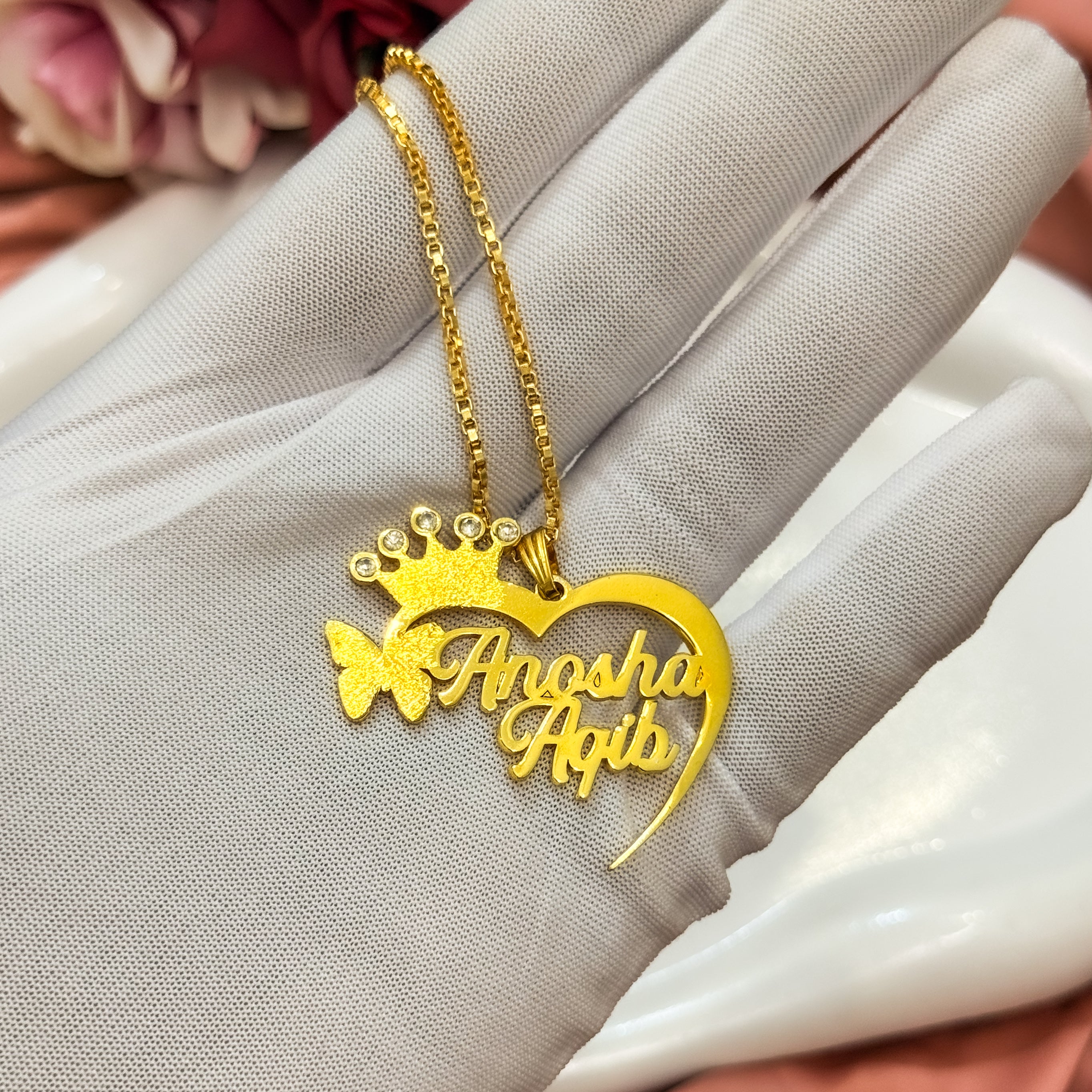 Monotype Heart Custom Name Necklace