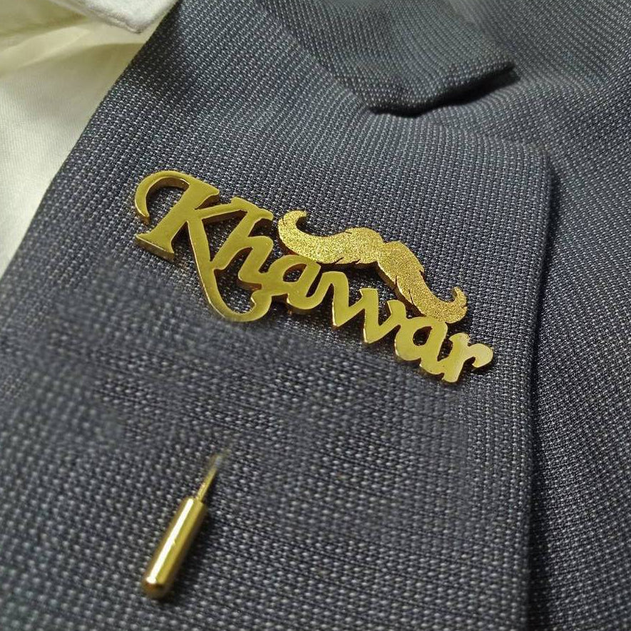 Mustache Custom Name Lapel Pin