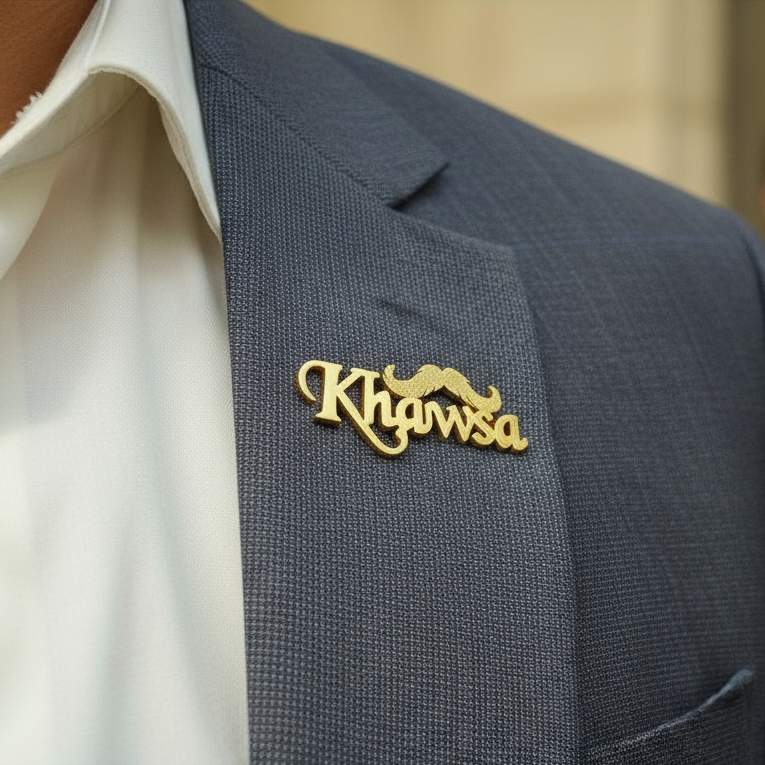 Mustache Custom Name Lapel Pin
