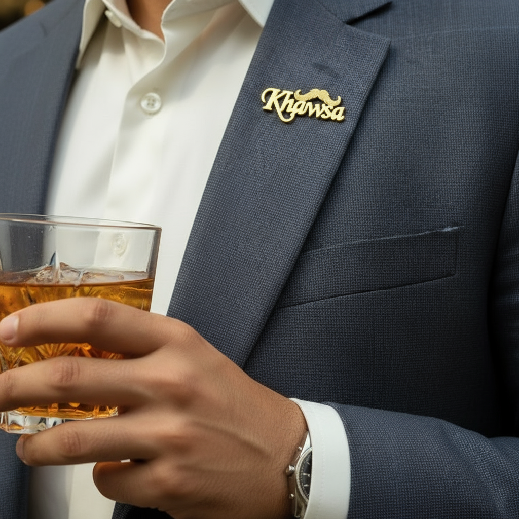 Mustache Custom Name Lapel Pin