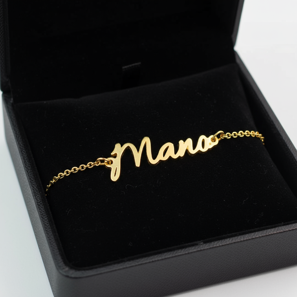 Custom Brush Script Name Chain Bracelet