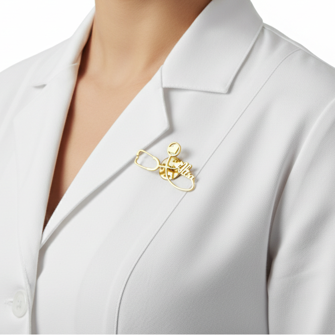 Doctor's Stethoscope Custom Name Brooch