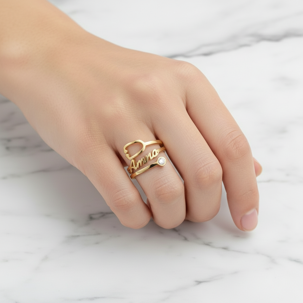 Stethoscope Custom Name Ring for Doctors