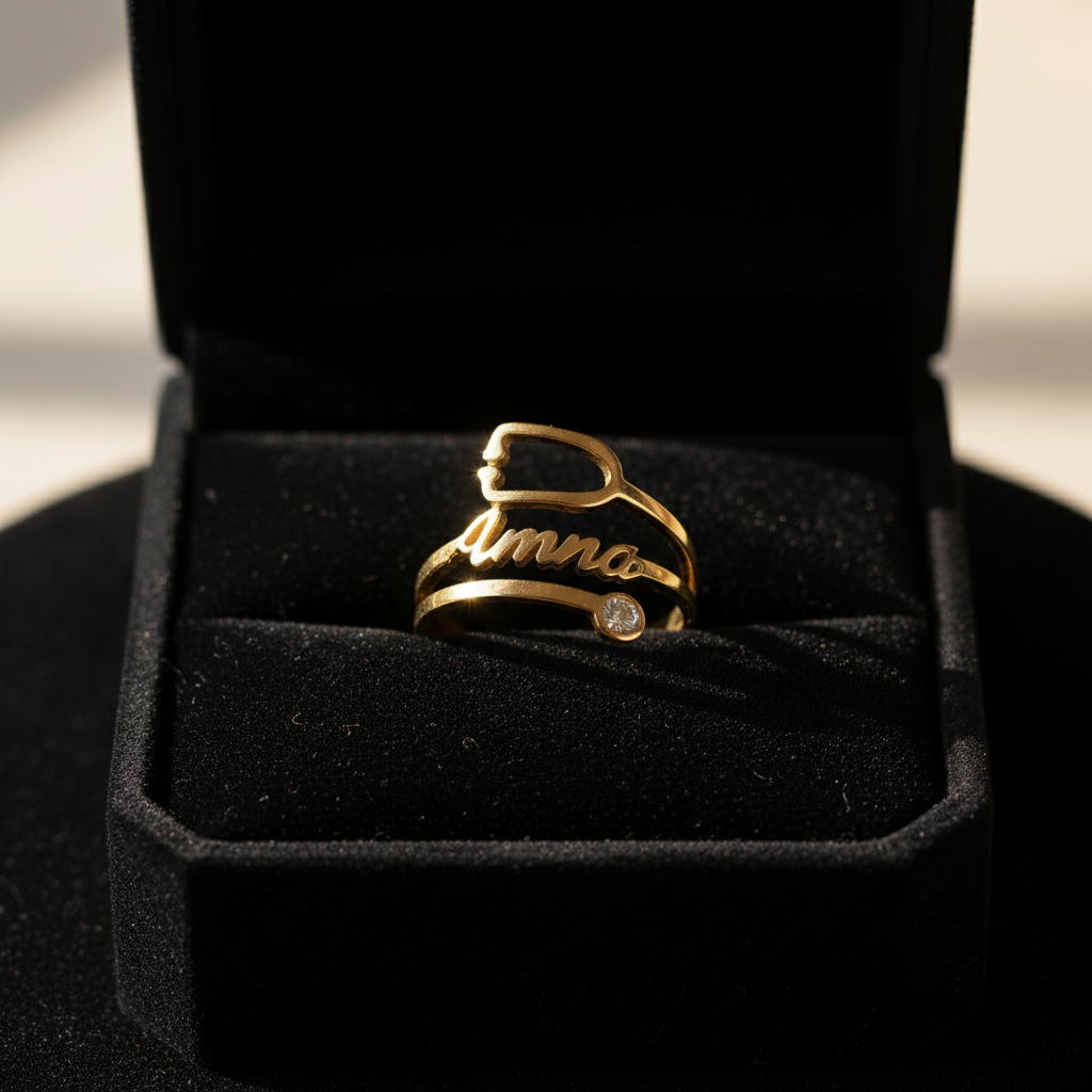 Stethoscope Custom Name Ring for Doctors